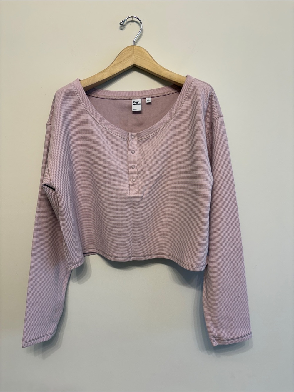 Aritzia TNA pink wafflex long sleeve Henley sz m medium new